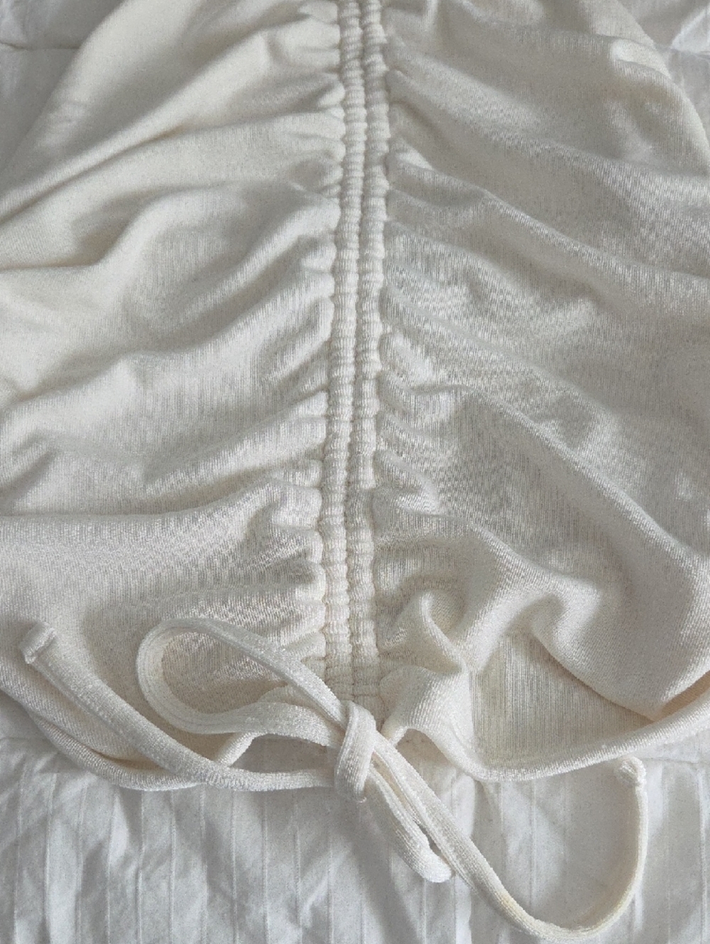 Express Cream Ruched Halter Tank - Picture 2 of 4